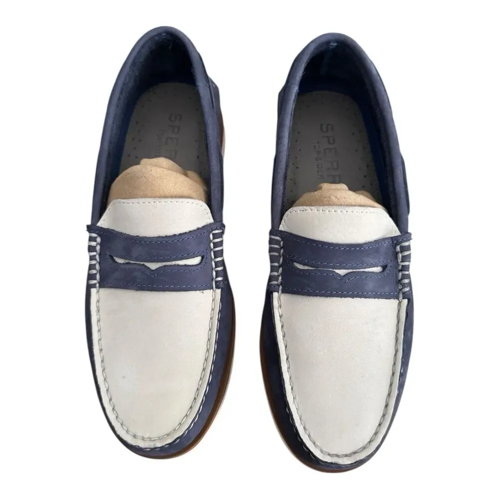 Sperry Authentic Original Penny Loafer Men’s 7 Boat Shoes Blue Suede Multi $110